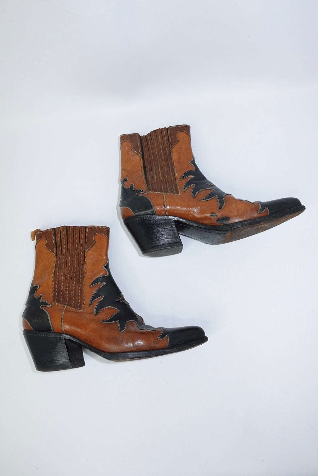 Cowboy Vintage Boots Black & Caramel