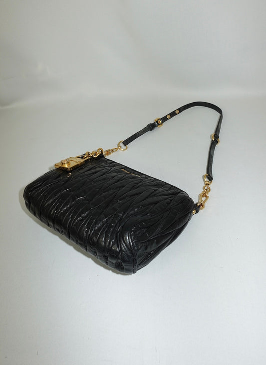 Miu Miu Vintage Wander Matelassé Black Shoulder Bag