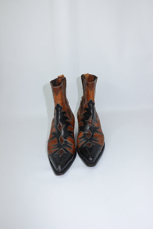 Cowboy Vintage Boots Black & Caramel