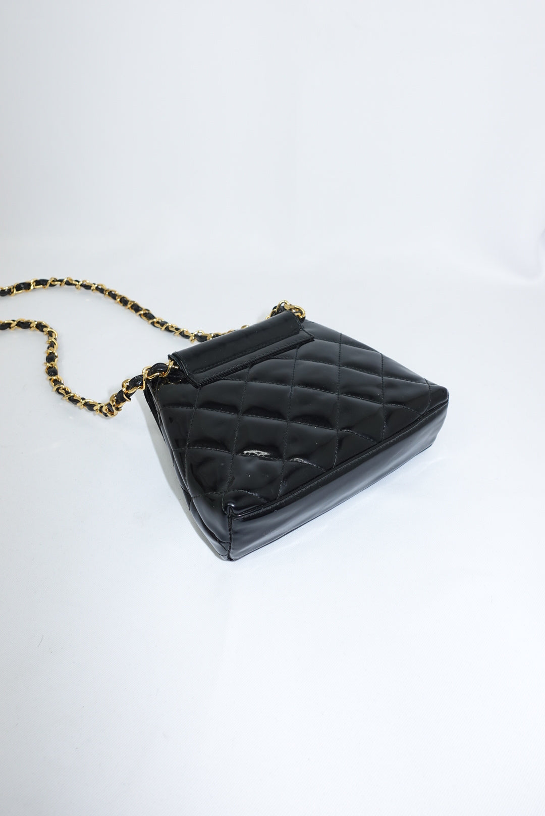 Chanel Vintage Black Patent Leather Timeless Belt Bag CC Logo