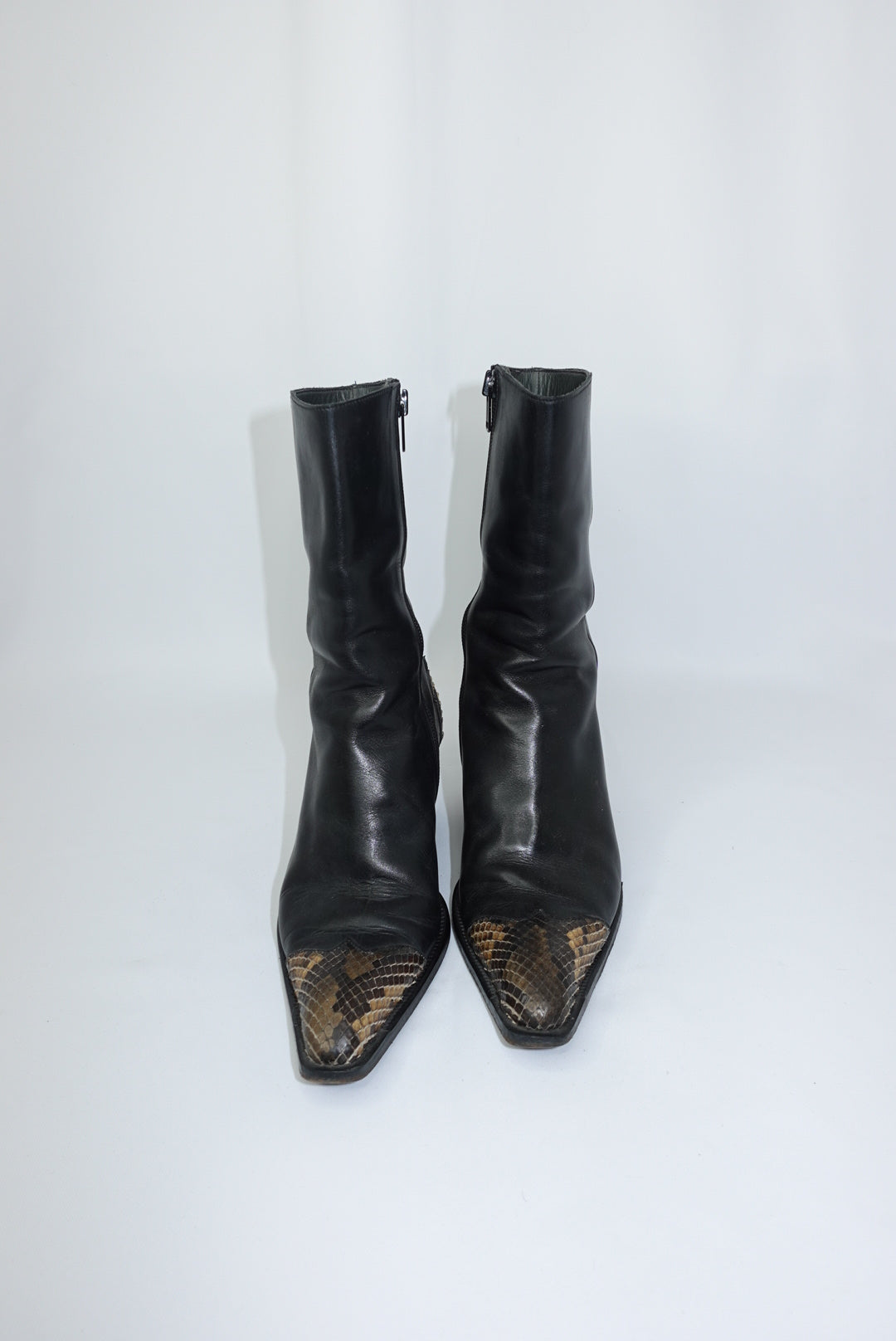 Vintage Black Western Boots With Python Detailing