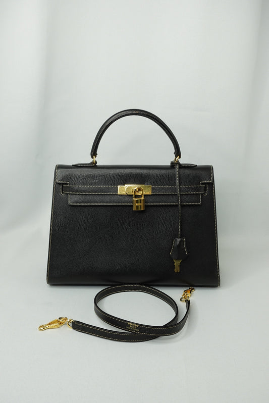 Hermès Kelly Bespoke Veau Grain Lisse Black Leather 32