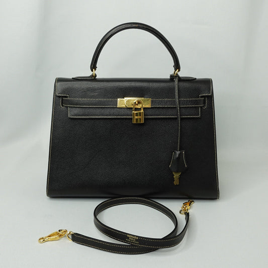 vintage hermes kelly bag black leather
