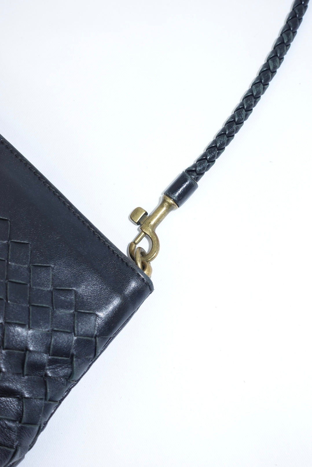 Bottega Veneta Vintage Woven Leather Black Shoulder Bag