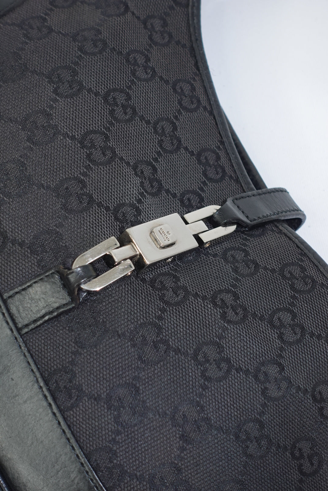 Gucci Mini Jackie Monogram Black Canvas Vintage Shoulder Bag