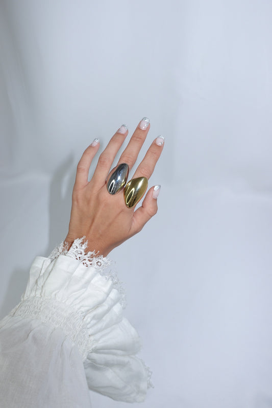 Oval Adjustable Maxi Ring in Stainless Steel