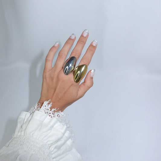 Oval Adjustable Maxi Ring in Stainless Steel