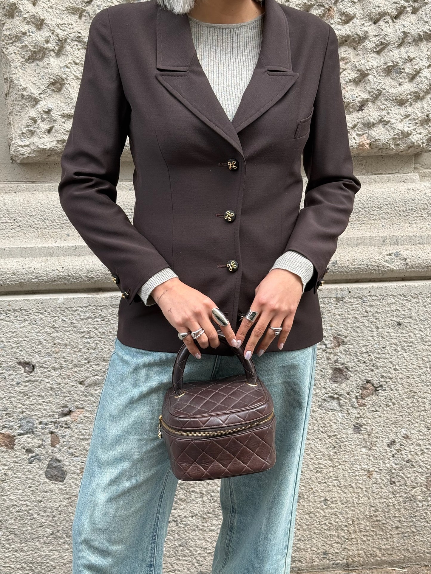 121. Chanel Dark Brown Wool Blazer