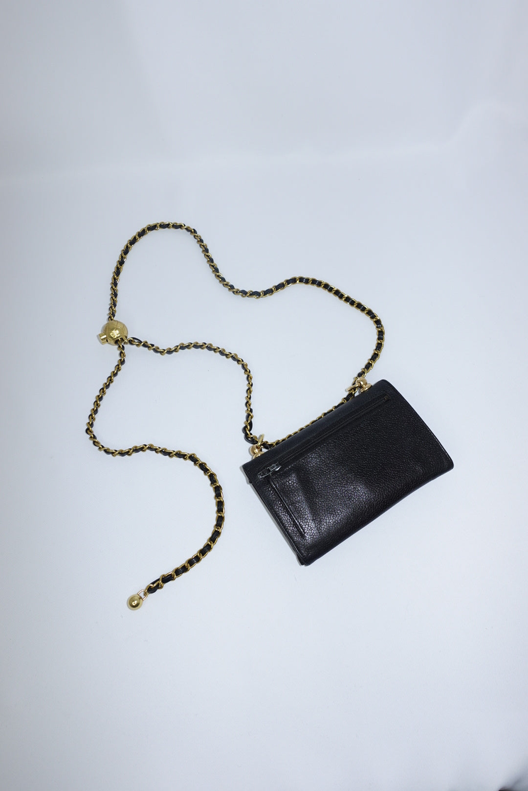 126. Re-Worked Chanel Medium Black Caviar Leather W.O.C.