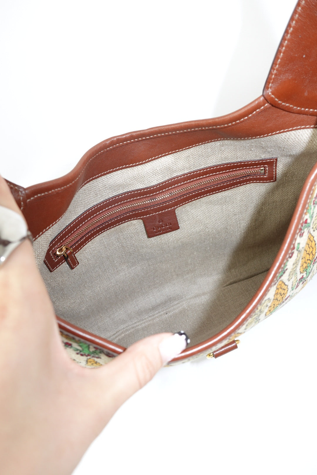 Gucci Jackie Vintage Hobo Brown & Yellow Print Bag