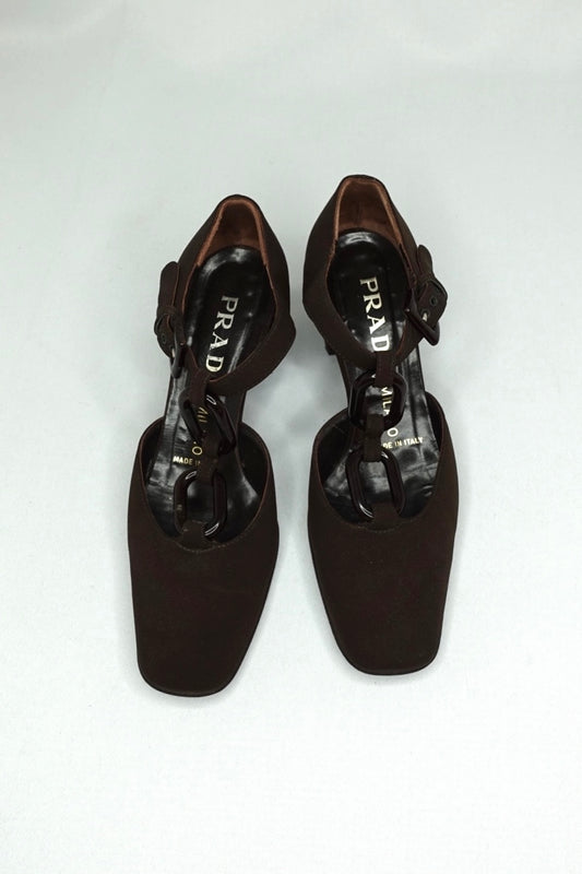 Vintage Prada Brown Tec. Fabric Pumps