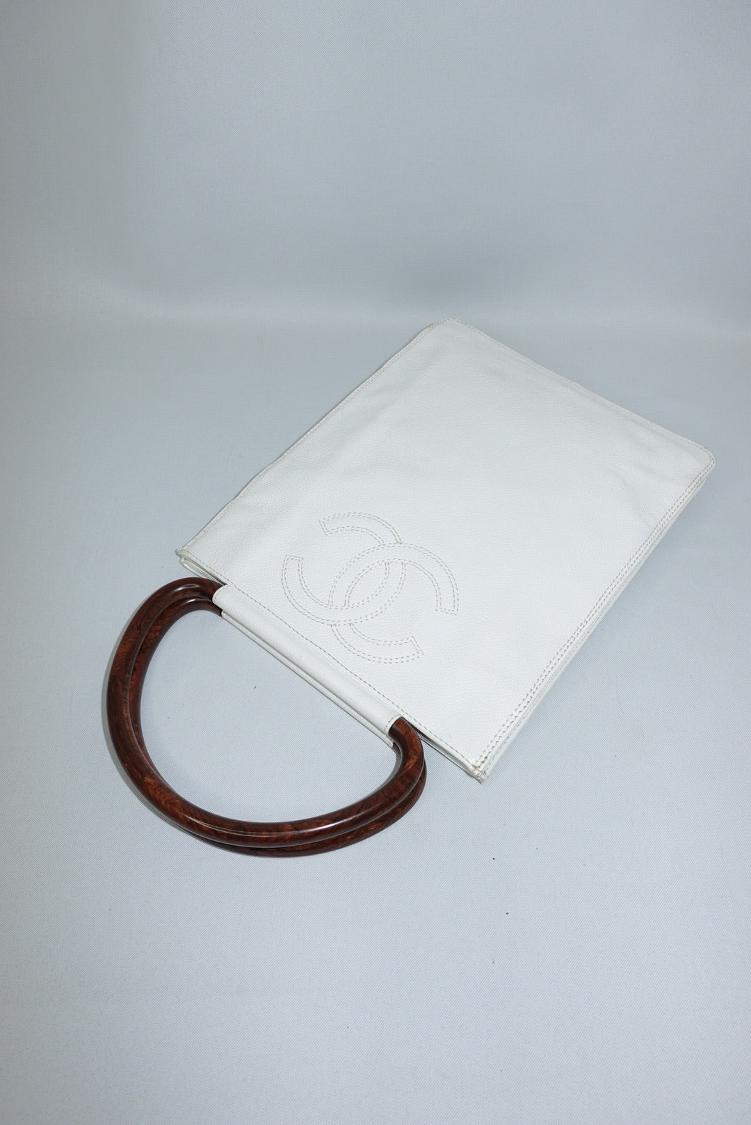 Chanel Vintage Mini Tote Bag White Leather