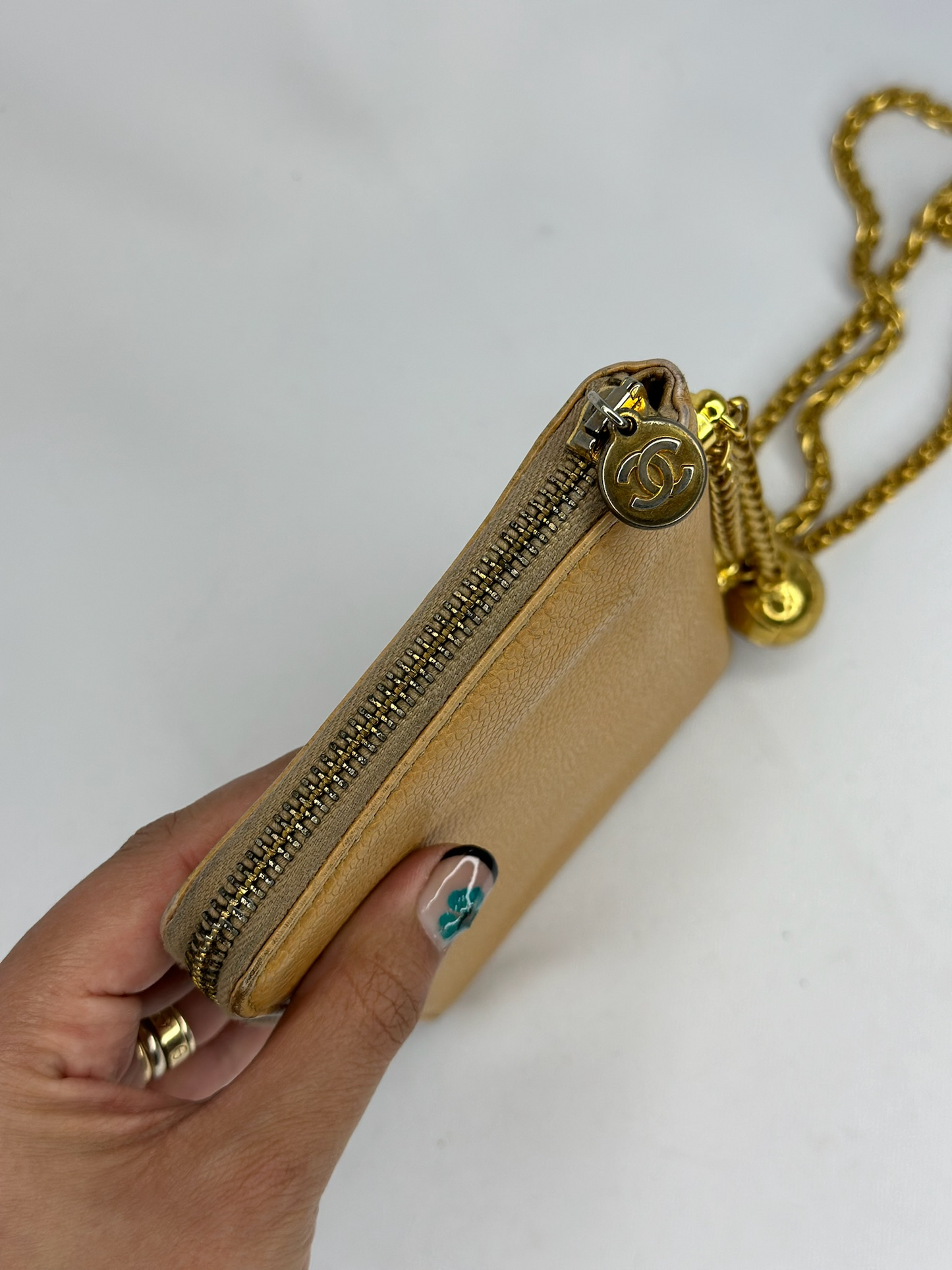 190. Re-Worked Chanel Caramel Beige Medium Zip W.O.C.