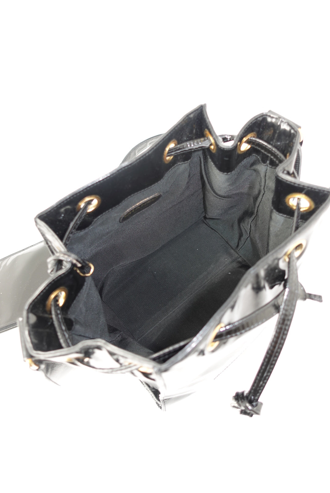 Chanel Vintage Black Patent Bucket Shoulder Bag