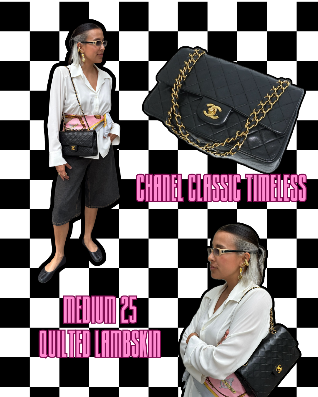 Chanel Vintage Timeless Classic 25 Double Flap Black