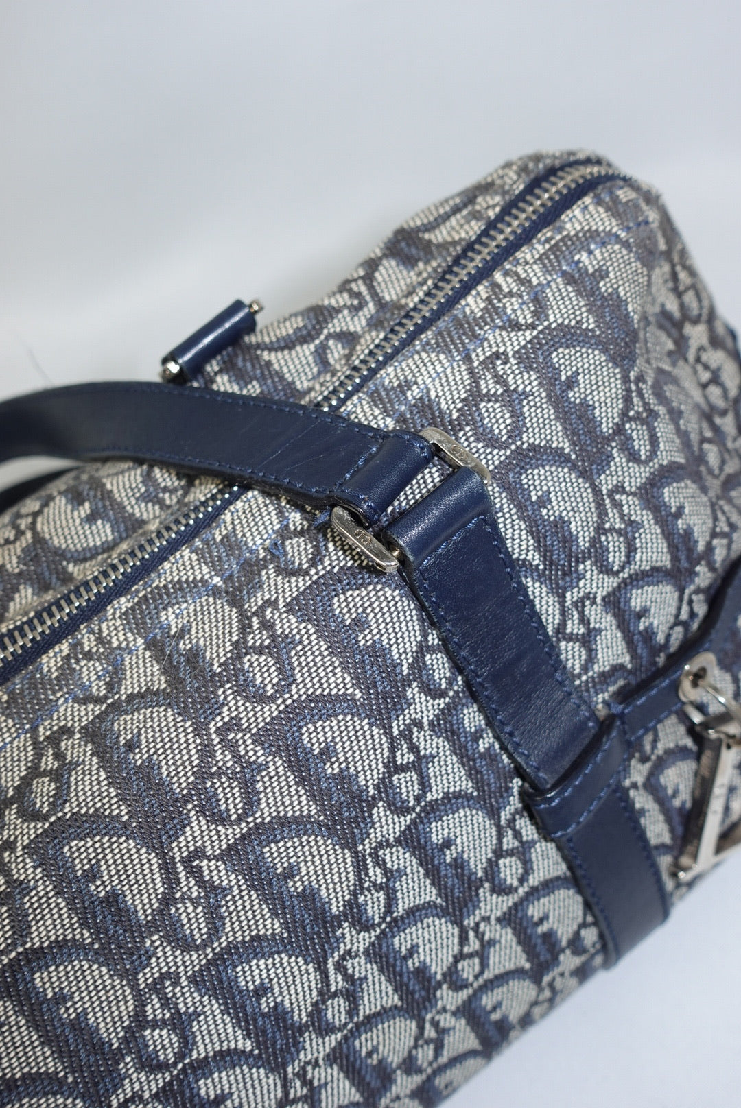 115. Christian Dior Vintage Black Denim Monogram Oblique Bowling Bag