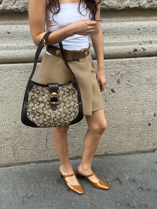 Cèline Vintage Monogram Canvas and Leather Brown Vintage Bag