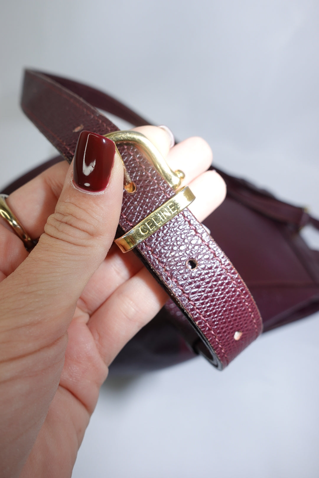 Cèline Vintage Leather Burgundy Backpack