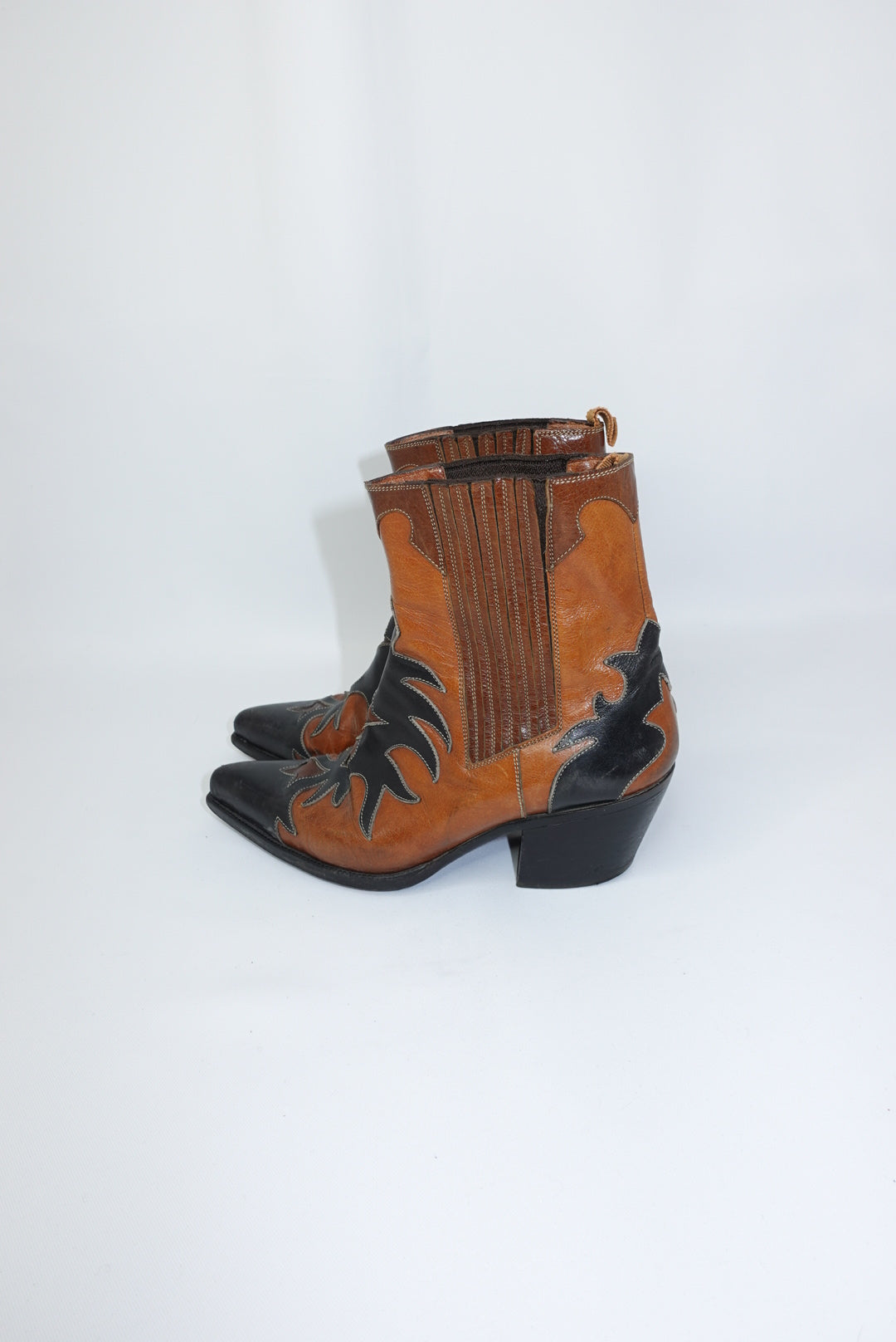 Cowboy Vintage Boots Black & Caramel