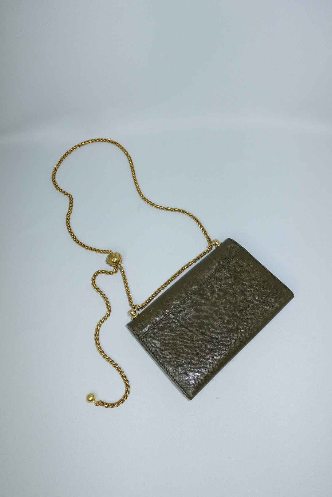 008. Re-Worked Chanel Vintage Olive Green Trifold Flap W.O.C.