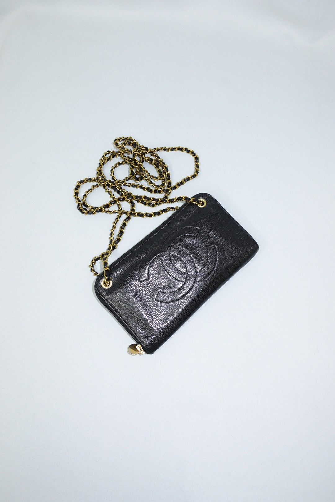 012. Chanel Re-Worked Zip Vintage W.O.C CC Logo Big