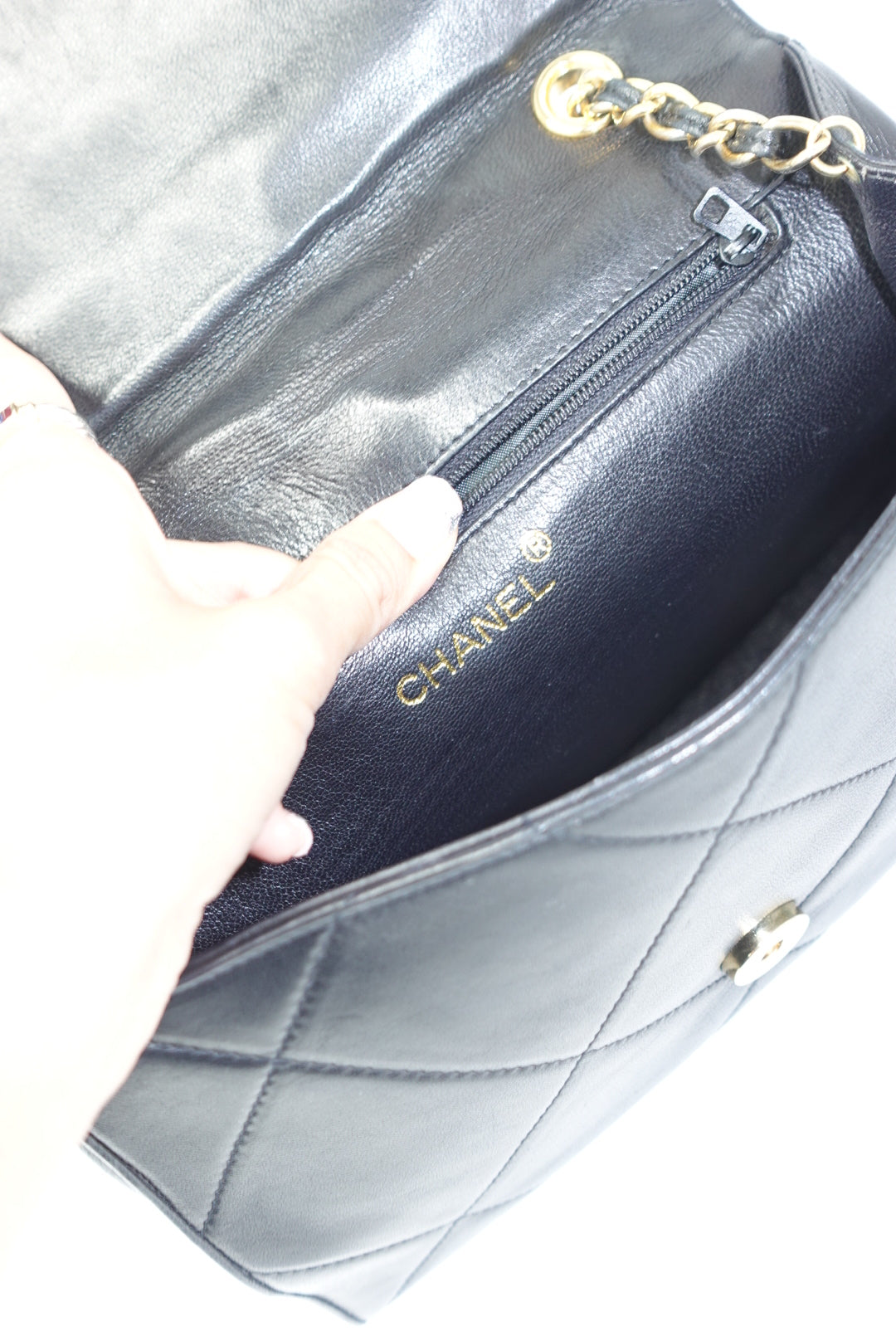 Chanel Vintage Camera Bag CC Logo Black Lambskin