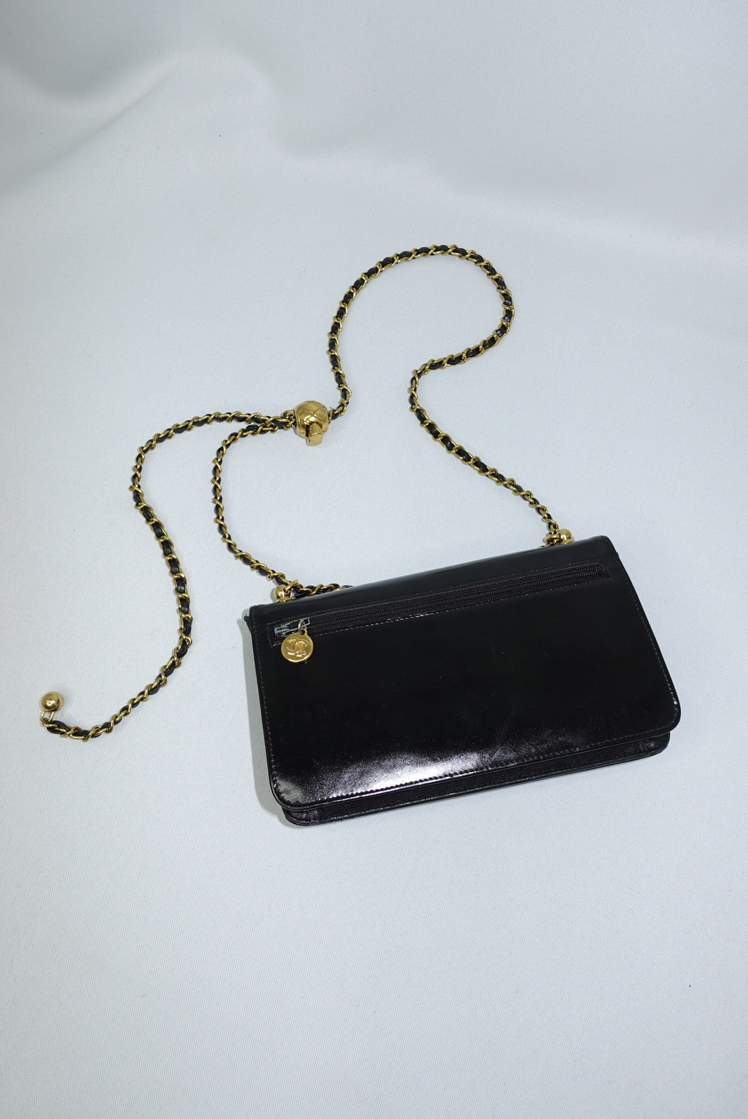 011. Re-Worked Chanel CC Flap Vintage W.O.C Black Patent