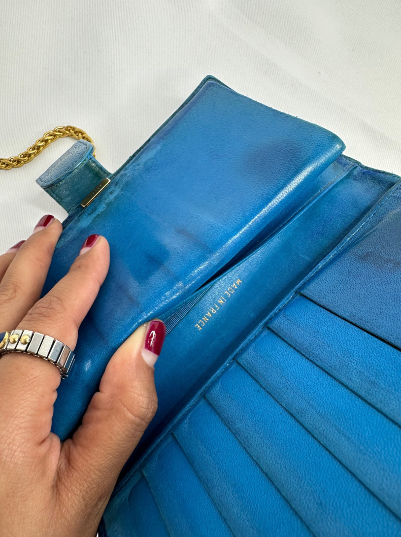 163. Chanel Re-Worked Electric Blue CC Logo Bifold W.O.C.