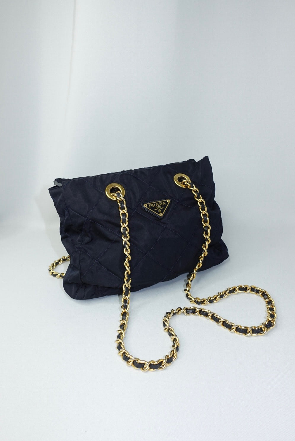 053. Prada Nylon Navy Shoulder Bag