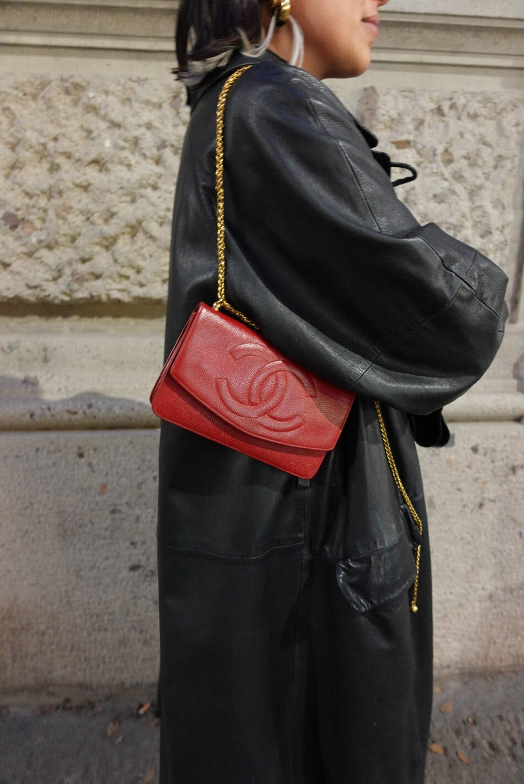 007.Re-Worked Chanel CC Flap Vintage W.O.C Red Grained Calfskin