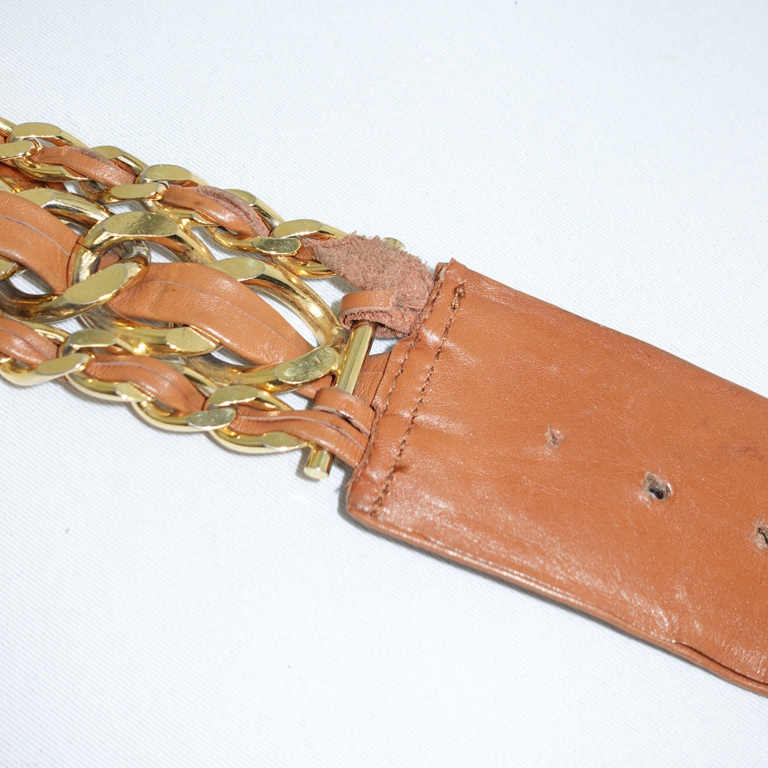 Cintura a catena con logo CC Chanel Camel