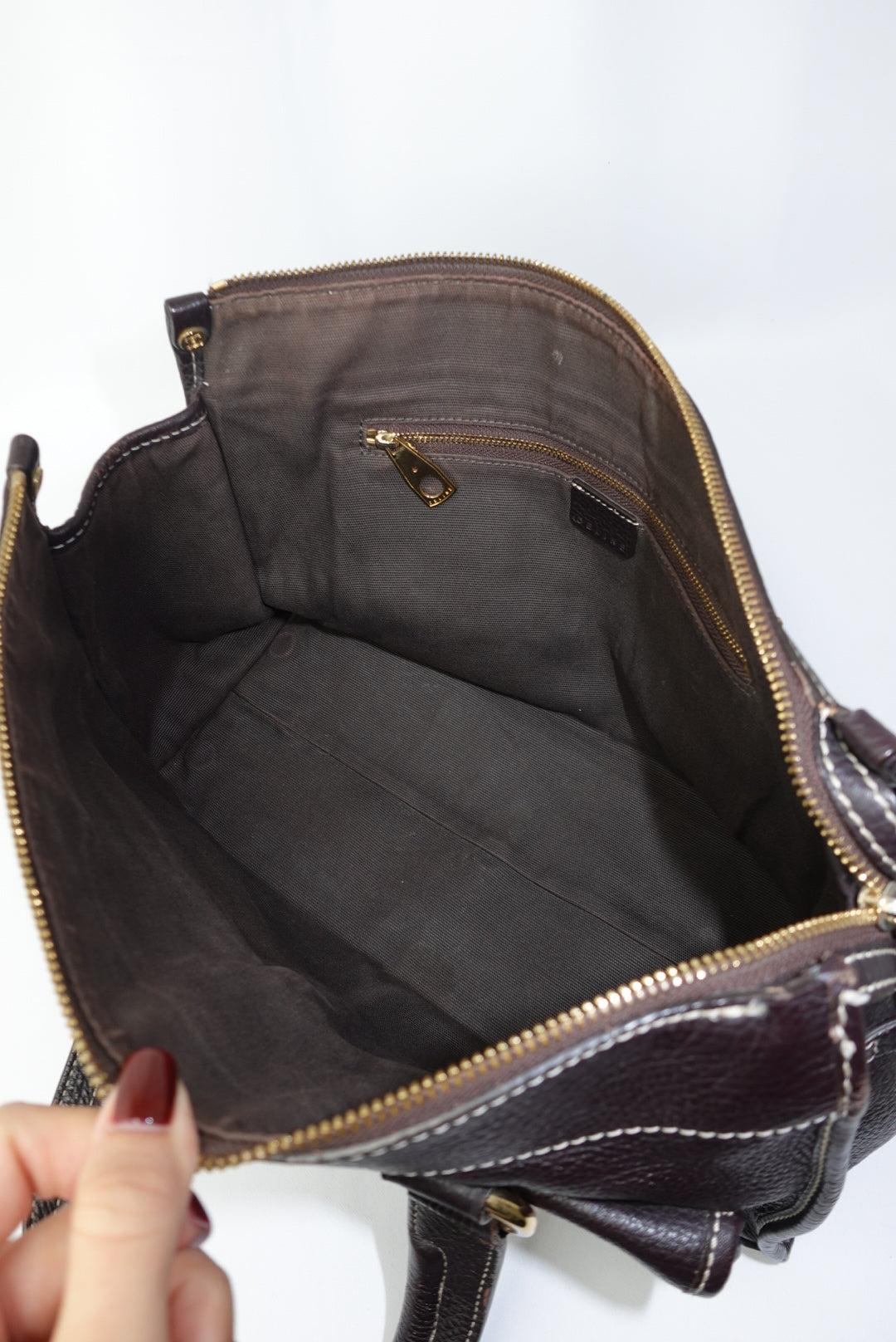 Cèline Vintage Dark Brown Leather Shoulder Bag
