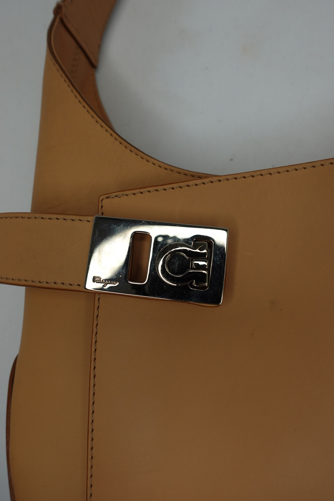 024. Ferragamo Beige Hobo Bag