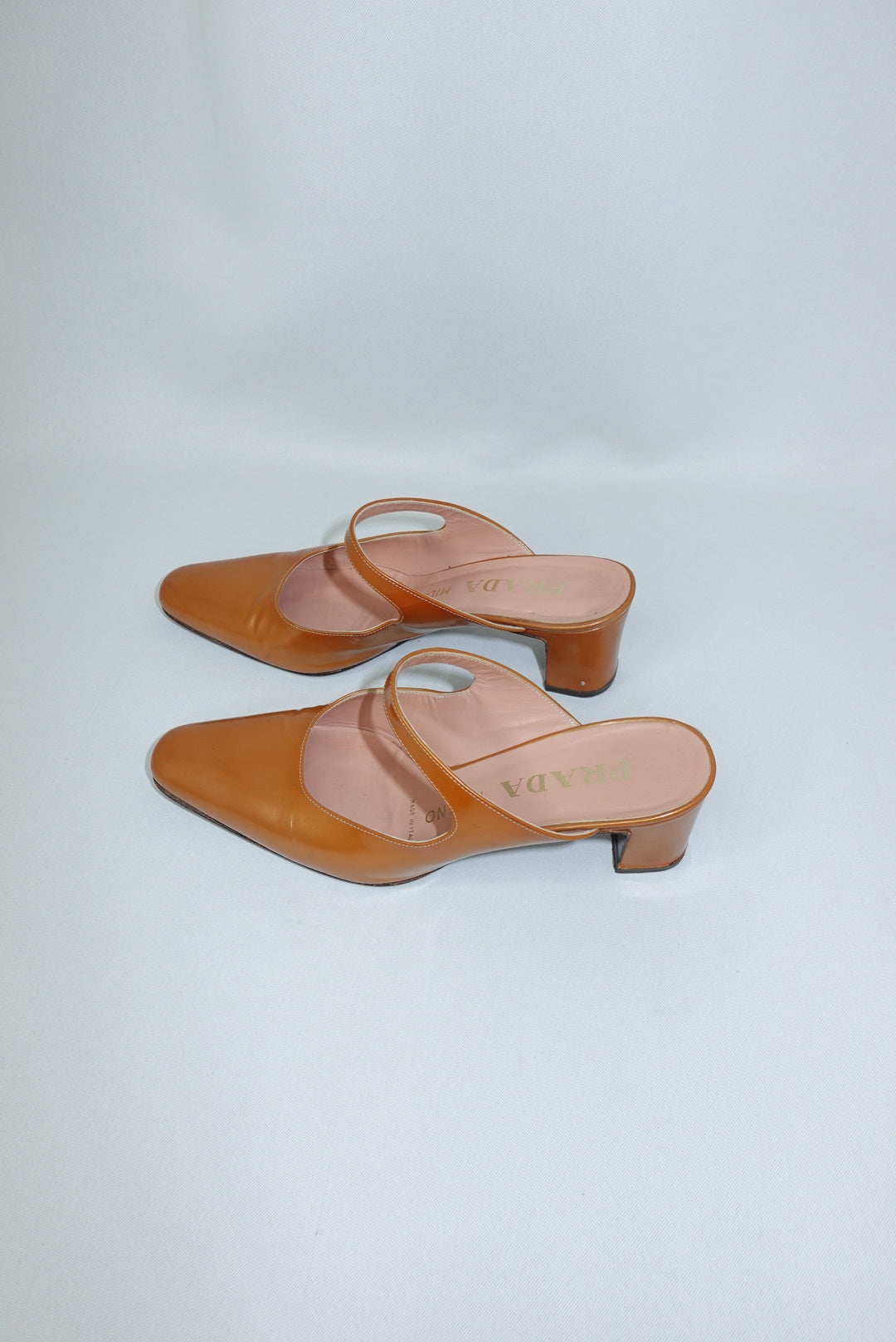 Prada Goldish Caramel Vintage Mary Jane Mules