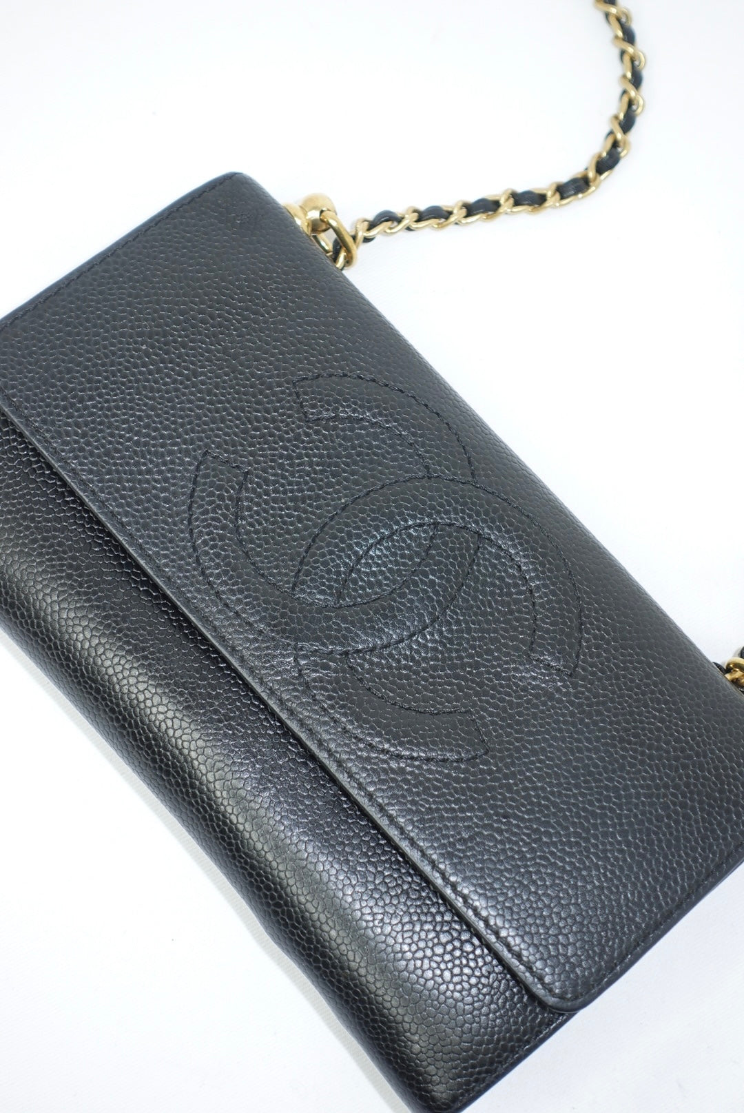 Chanel Re-Worked Vintage Flap W.O.C. Black Caviar CC logo