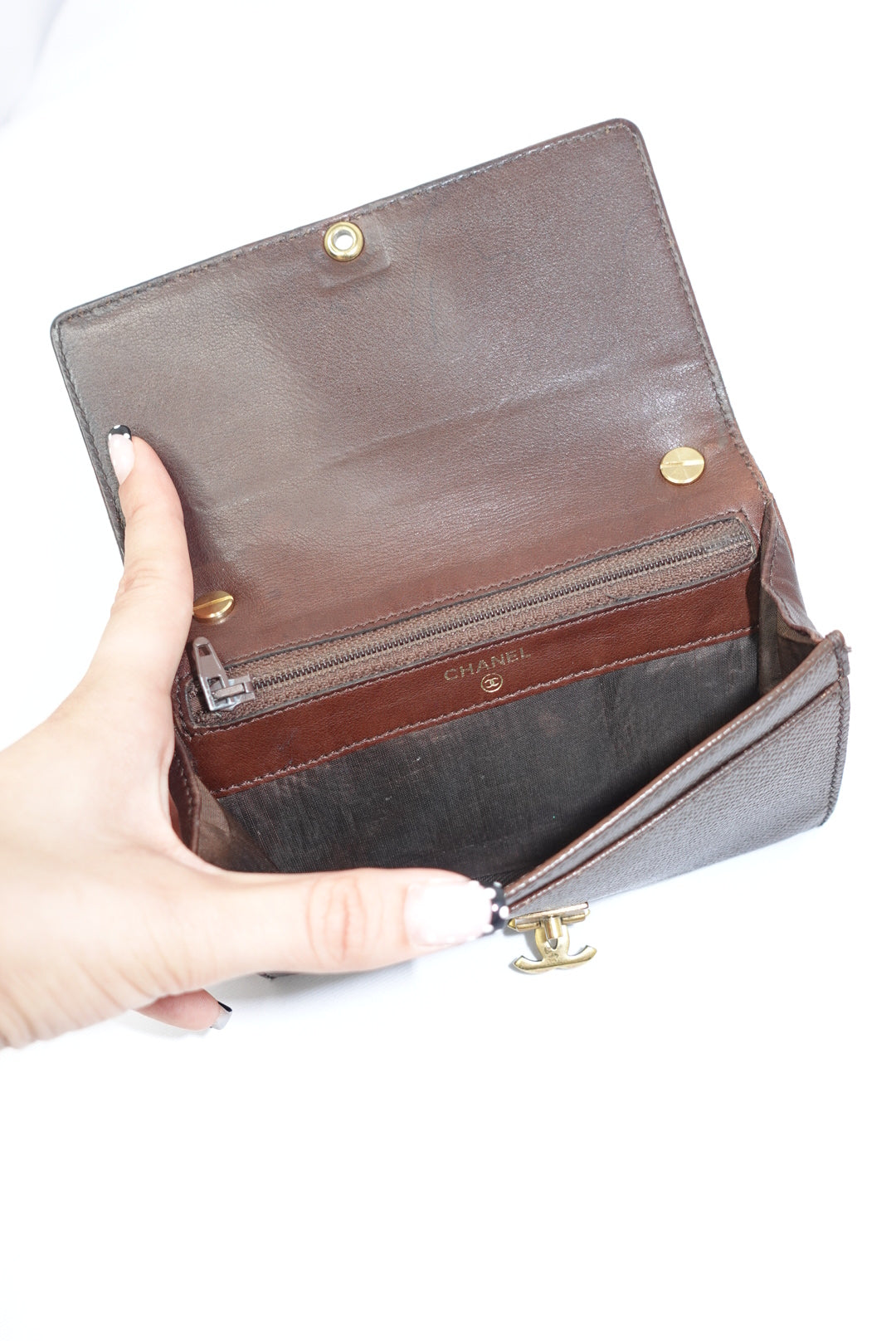 130. Re-Worked Chanel Vintage Coffee Brown W.O.C.