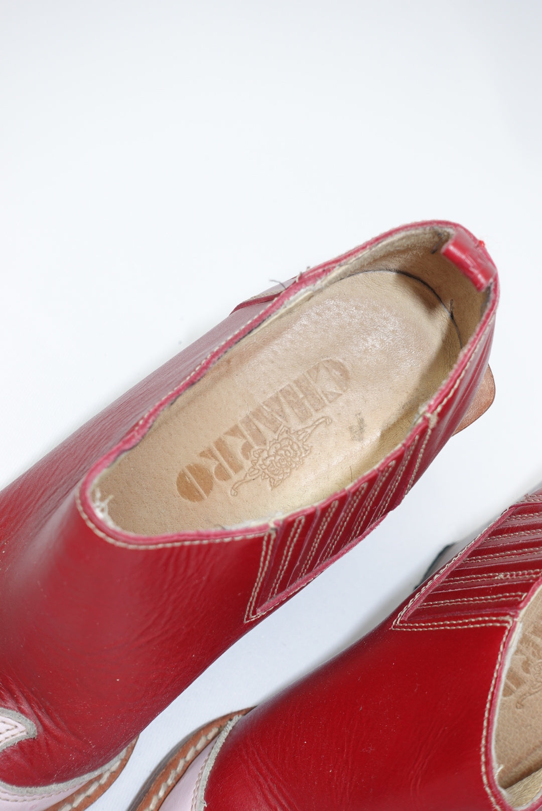 Charro Vintage Western Sabot Pink and Red Boots 36