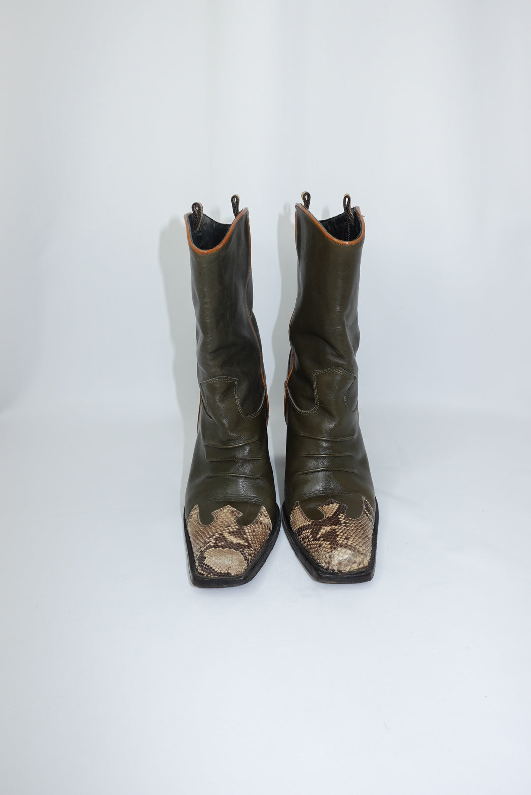 Vintage Khaki and Python Western Boots