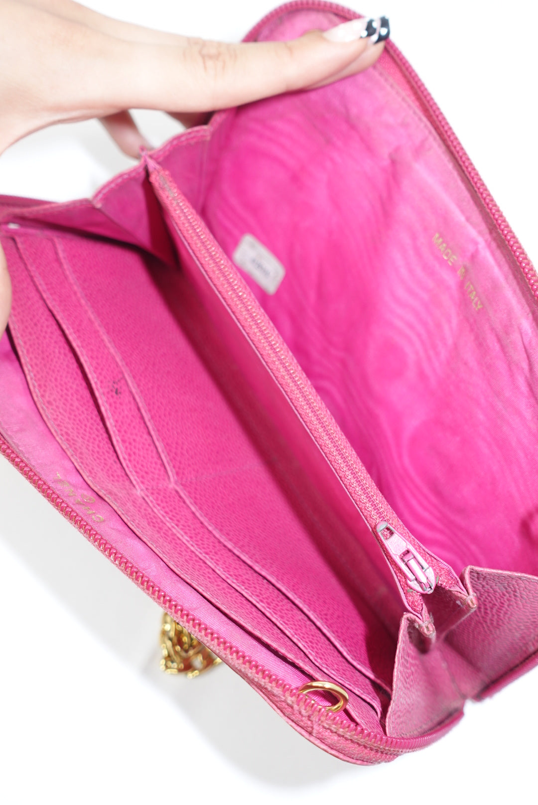 Chanel Re-Worked Zip Vintage W.O.C CC logo Hot Pink