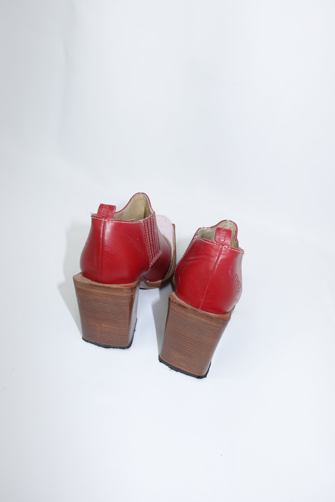 Charro Vintage Western Sabot Pink and Red Boots 36