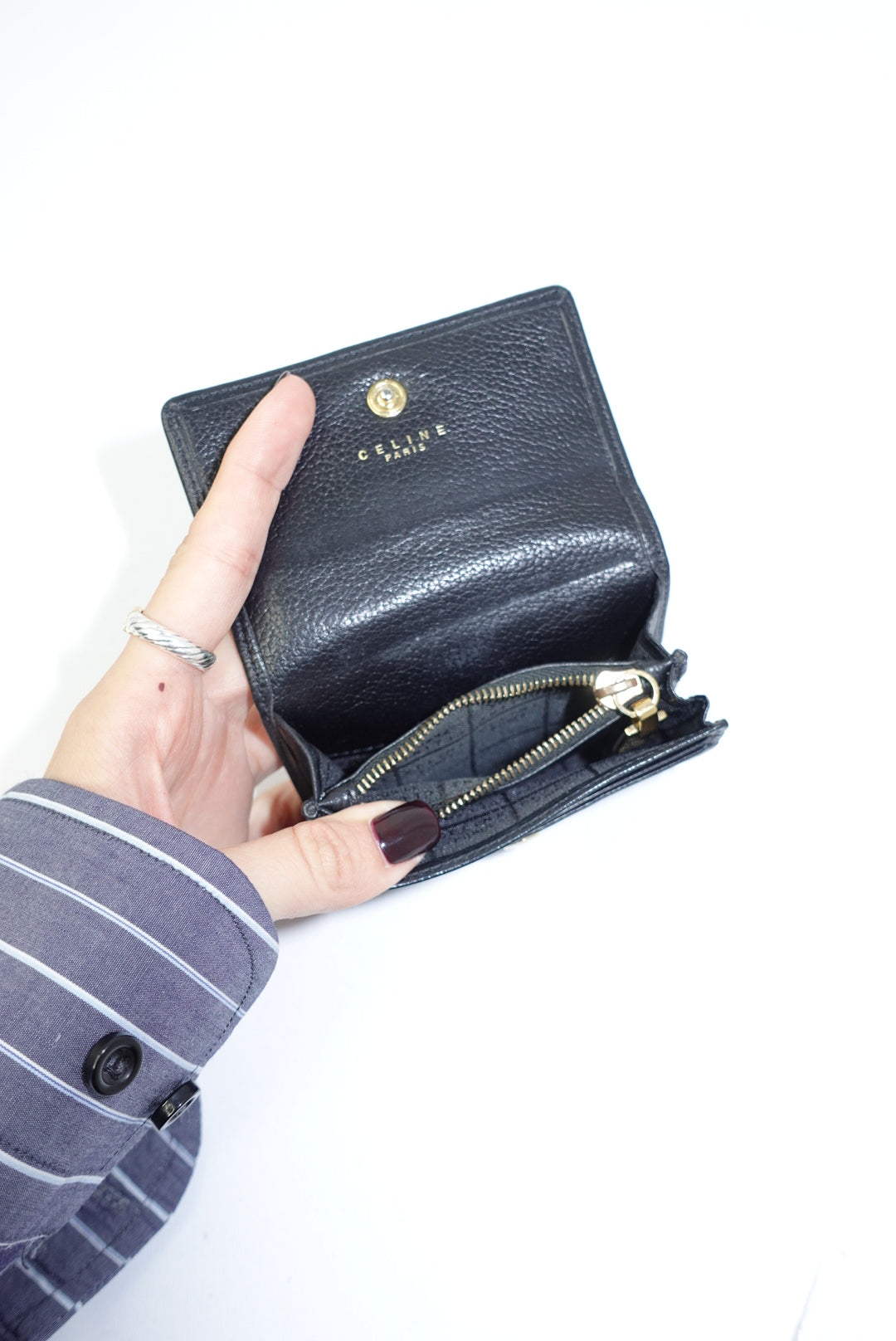Celine Black Leather Vintage Wallet