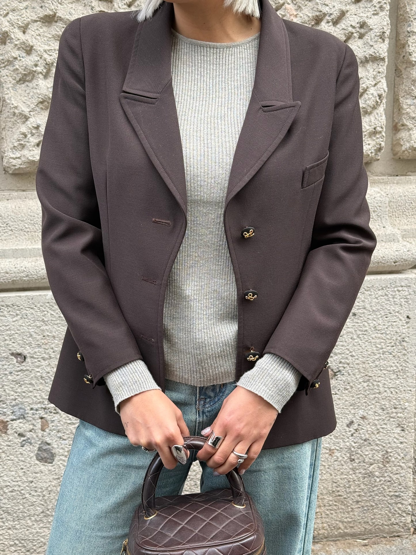 121. Chanel Dark Brown Wool Blazer