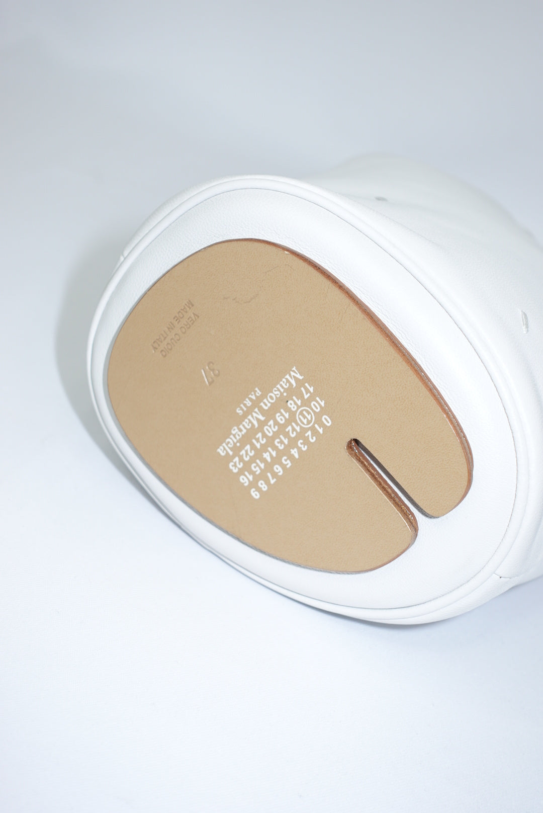 Maison Margiela White Tabi Crossbody Bucket Bag