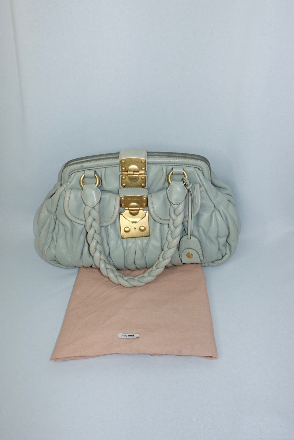 MIU MIU Vintage Coffer Sage Green Matelassé Bag