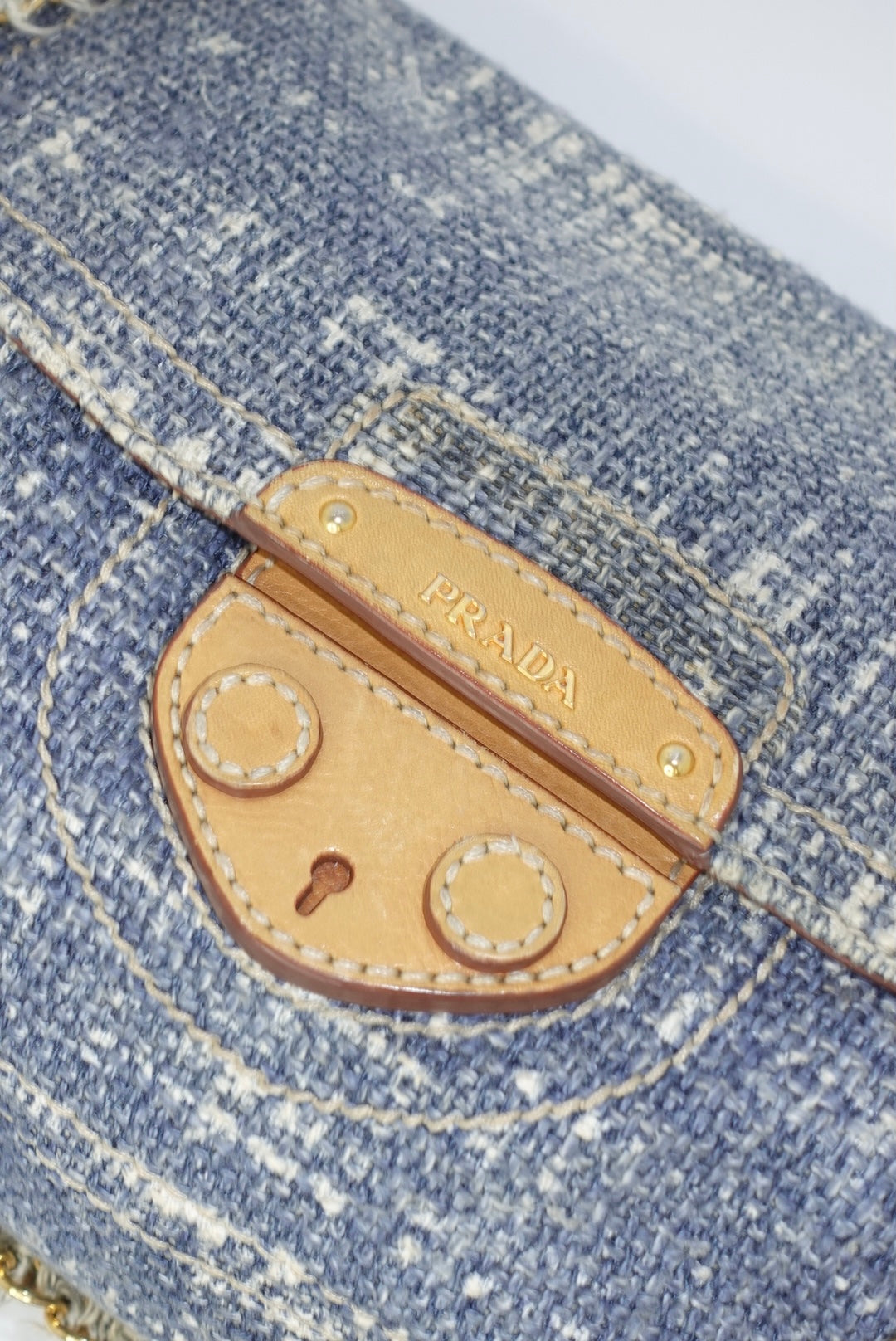 Prada Light Blue Tweed Vintage Bag