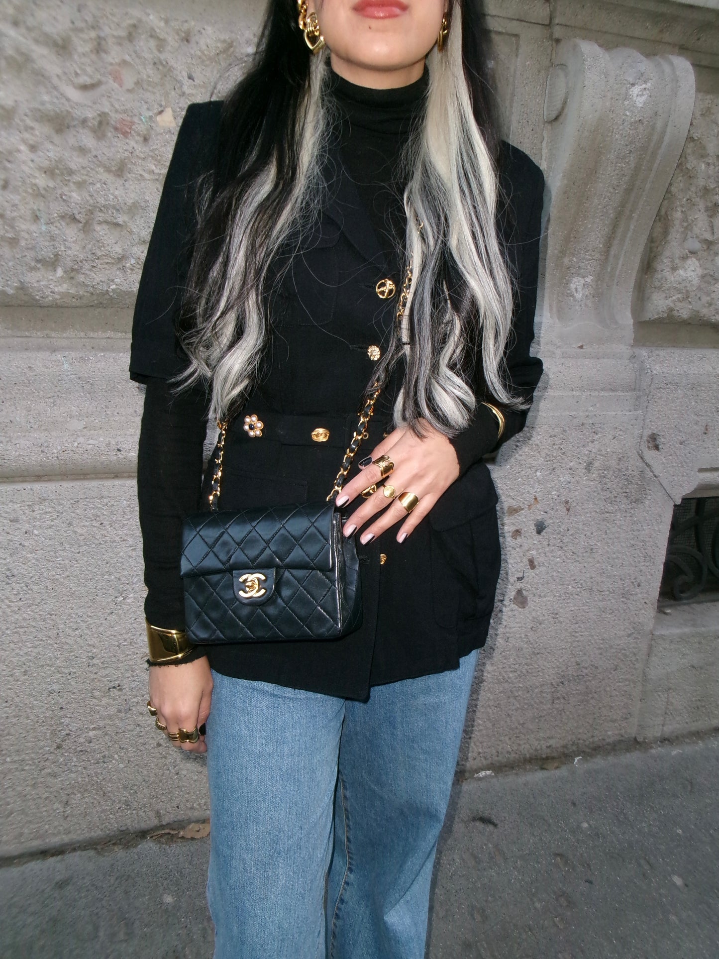 Chanel Classic Timeless Mini Square Bag in Black Quilted Lambskin – Full Set