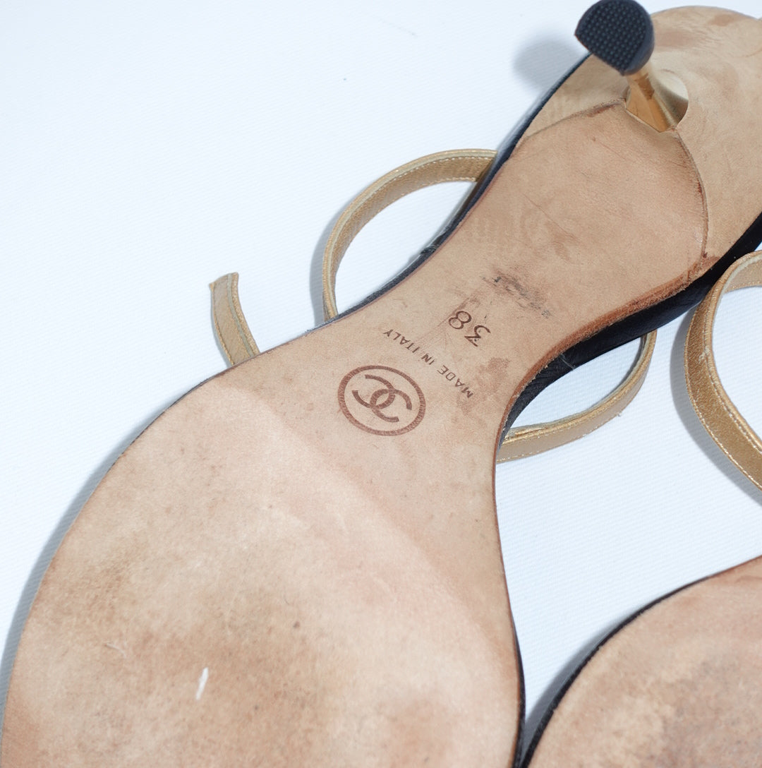 Chanel Gold Studs Sandals 38