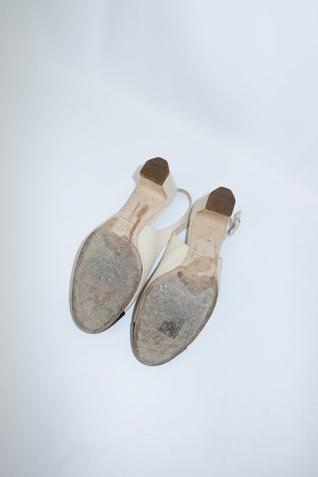 Chanel Slingback Vintage Black and White Ballerina Heels 36