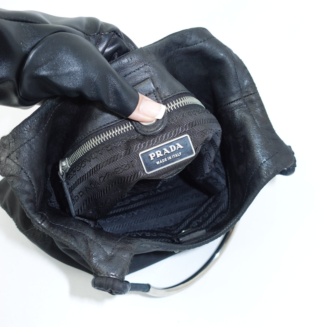 Prada Nylon Tote Metal Strap