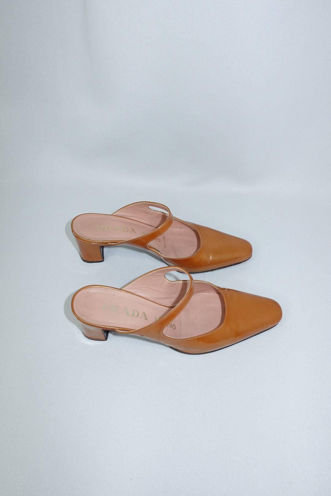 Prada Goldish Caramel Vintage Mary Jane Mules